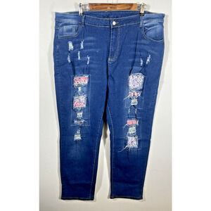 Distressed Straight Leg Jeans Size 22W 2X Womens NEW Stretch Fit High Rise